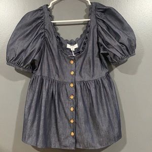 kIKA VARGAS X TARGET Puff Sleeve Button-Down Top NWT